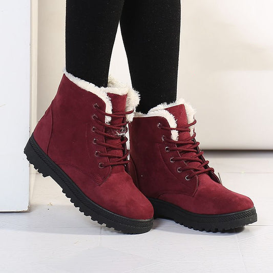 Sarah Express Women's Warm Plush Snow Boots | Cozy Ankle Boots with Rubber Sole