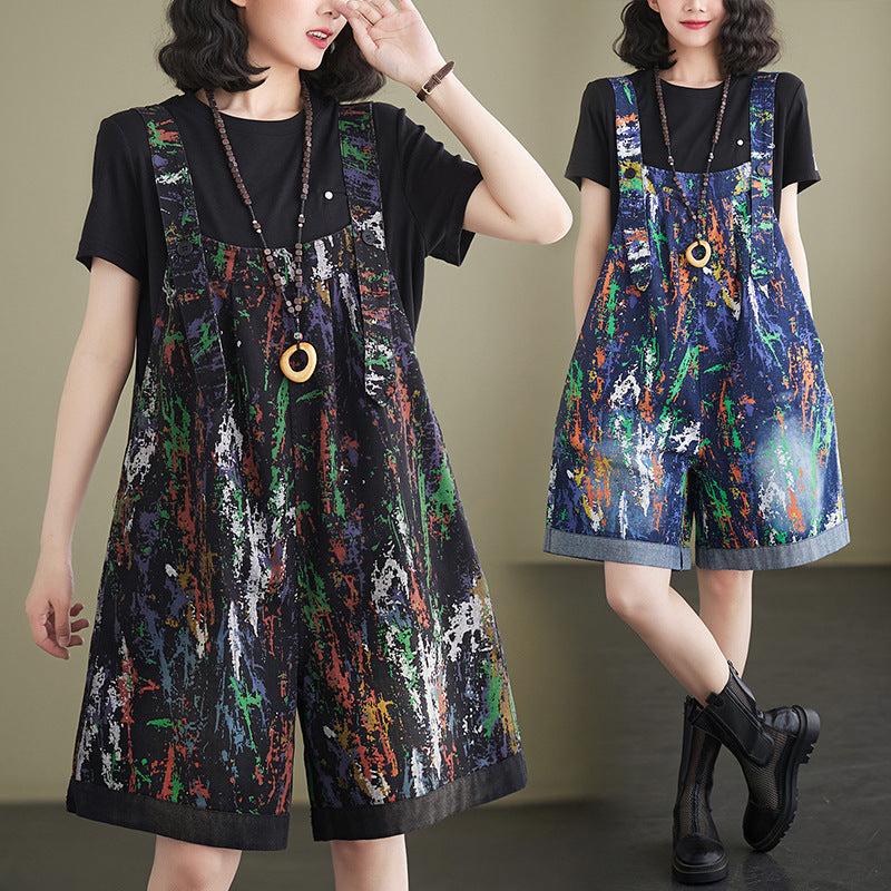 Women's High Waist Denim Overalls Wide Leg Suspender Pants