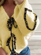 Sarah Express Women's Tie Front Long Sleeve Sweater