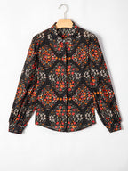 Sarah Express Women's Floral Print Lantern Sleeve Loose Shirt