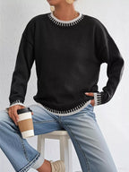 Sarah Express Women's Relaxed Fit Long Sleeve Sweater - Ribbed Knit Pullover