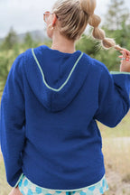 Sarah Express Women's Sherpa Quarter-Zip Dropped Shoulder Hoodie