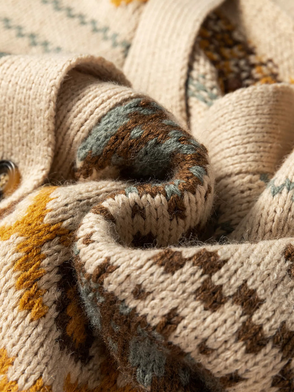 Sarah Express Women's Western Pattern Knitted Button V Neck Cardigan Sweater