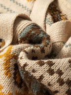 Sarah Express Women's Western Pattern Knitted Button V Neck Cardigan Sweater