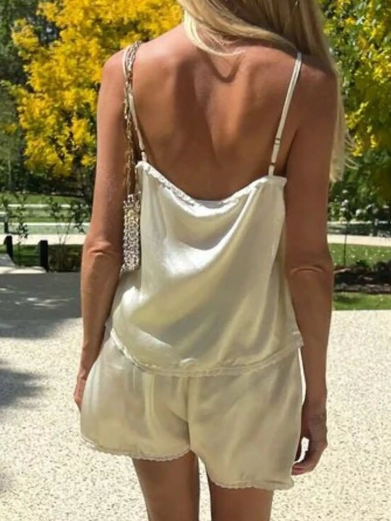 Sarah Express Women's Lace Detail Cami and Shorts Set