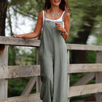 Suspender Wide-Leg Jumpsuit Women's Sleeveless Overall Style