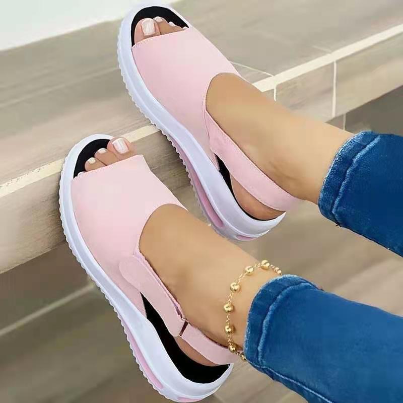 Sarah Express Velcro Fish Mouth Sandals Pink