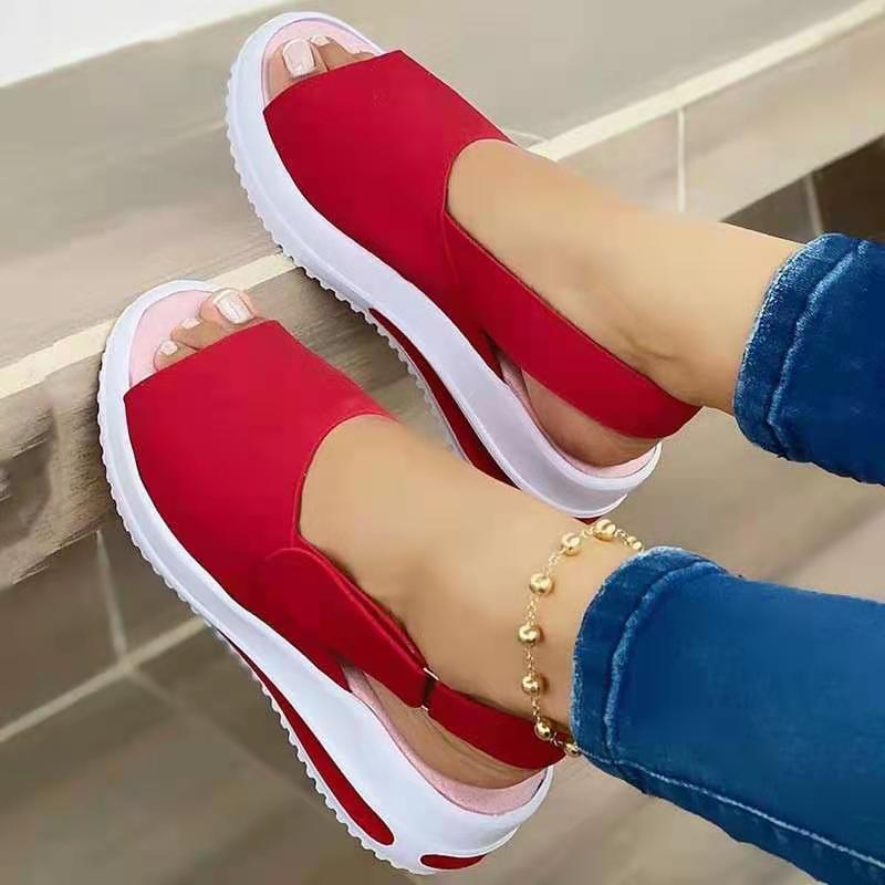 Sarah Express Velcro Fish Mouth Sandals Red