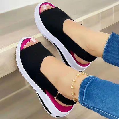 Sarah Express Velcro Fish Mouth Sandals Black