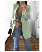 Women's Lapel Blazer Cardigan Slim Fit Long Sleeve - Work Office Professional Medium Length