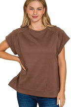 Sarah Express Women’s Textured Knit Jacquard Short Sleeve Top Casual