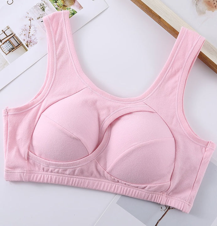 Women's Plus Size Wireless Cotton Comfort Bra Removable Padding