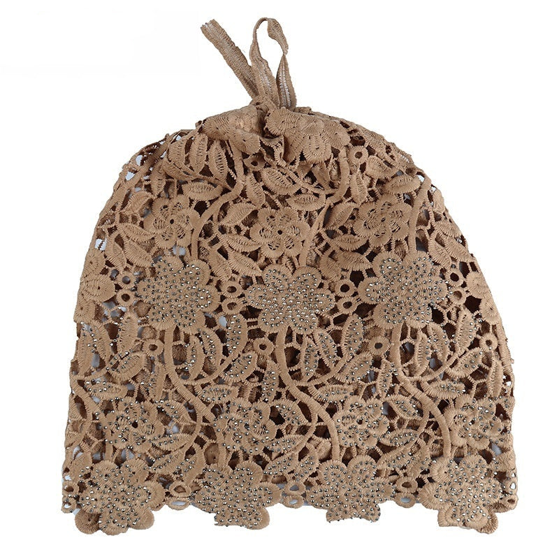 Ethnic Floral Lace Head Wrap Turban Breathable Pullover Hat