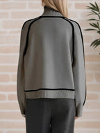 Sarah Express Women's Contrast Trim Turtleneck Sweater