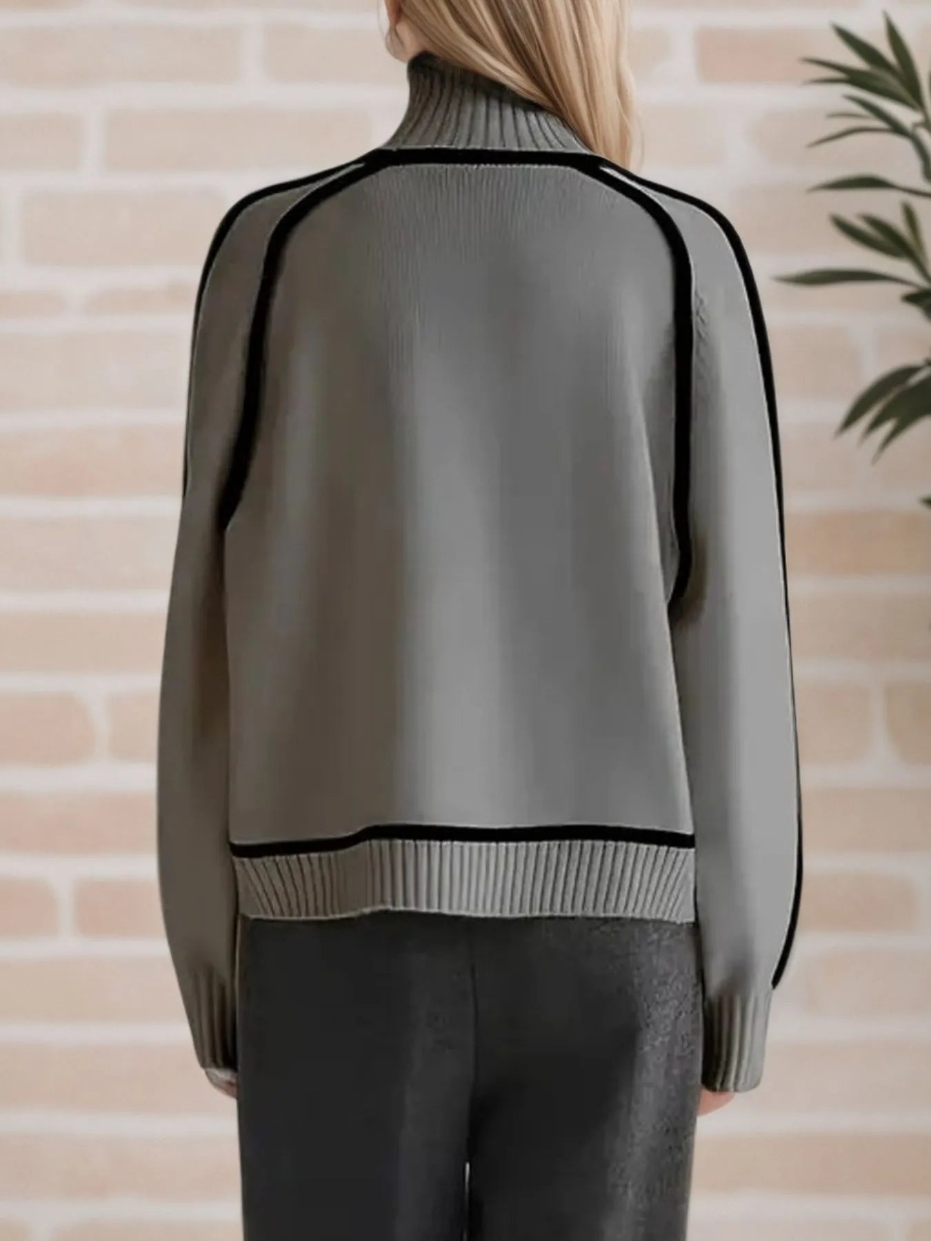 Sarah Express Women's Contrast Trim Turtleneck Sweater