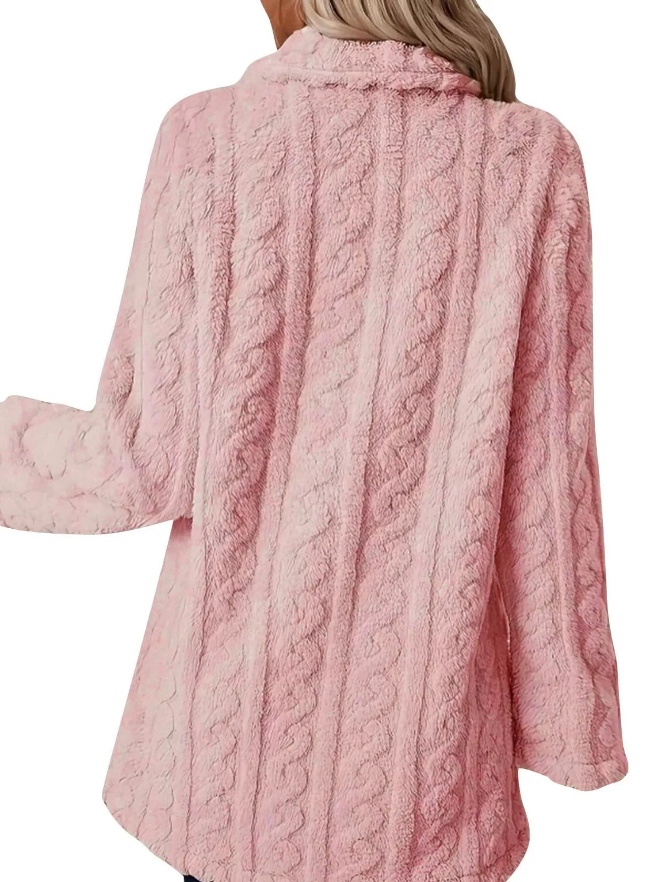 Sarah Express Women's Double-Breasted Fleece Longline Coat