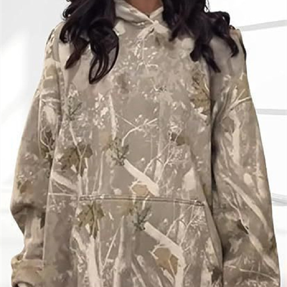 Women's Floral Print Hooded Sweatshirt Pullover with Pockets