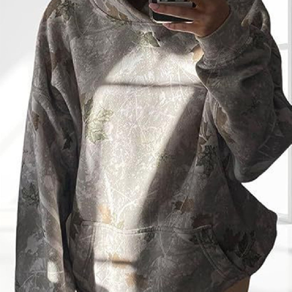 Women's Floral Print Hooded Sweatshirt Pullover with Pockets