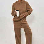 Women's Fleece-Lined Hooded Sweatshirt and Pants Two-Piece Cozy Lounge Set