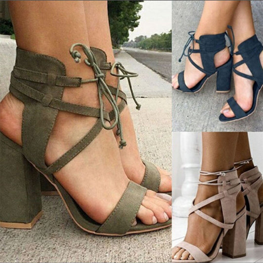 Sarah Express Women's Hollow Cutout High Heel Sandals | Ankle Strap Buckle Open-Toe Heels