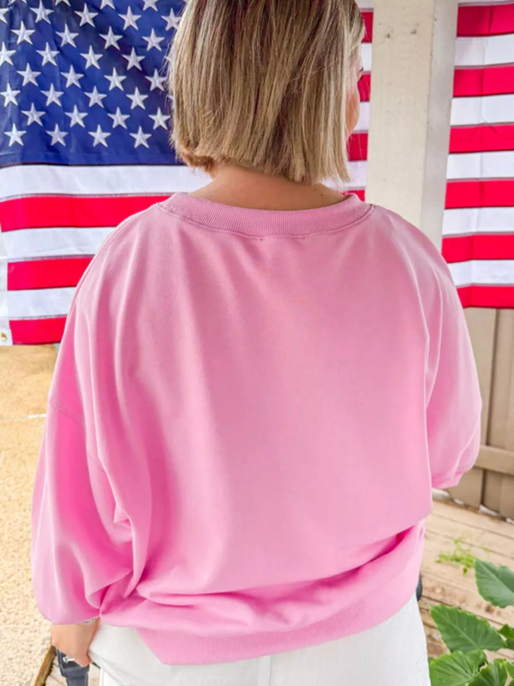 Sarah Express Women's USA Map Patched Long Sleeve Sweatshirt