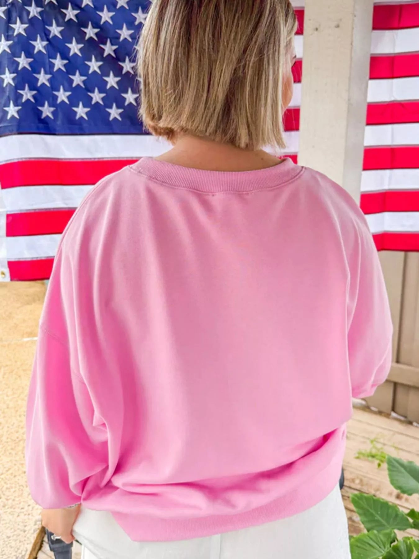 Sarah Express Women's USA Map Patched Long Sleeve Sweatshirt