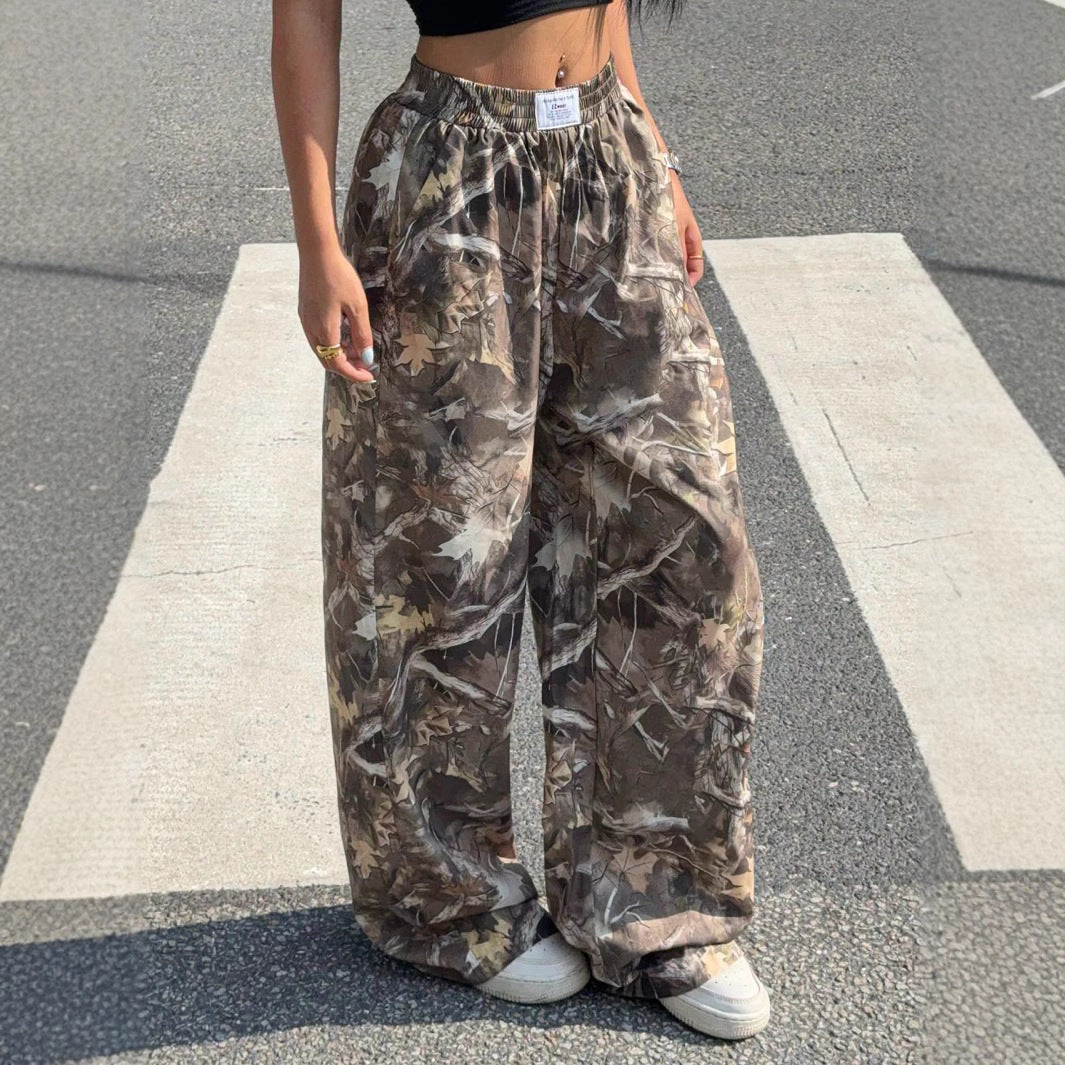 Women's Camo Cargo Pants Y2K - High Waist Baggy Multi-Pocket Hip-Hop Street Style