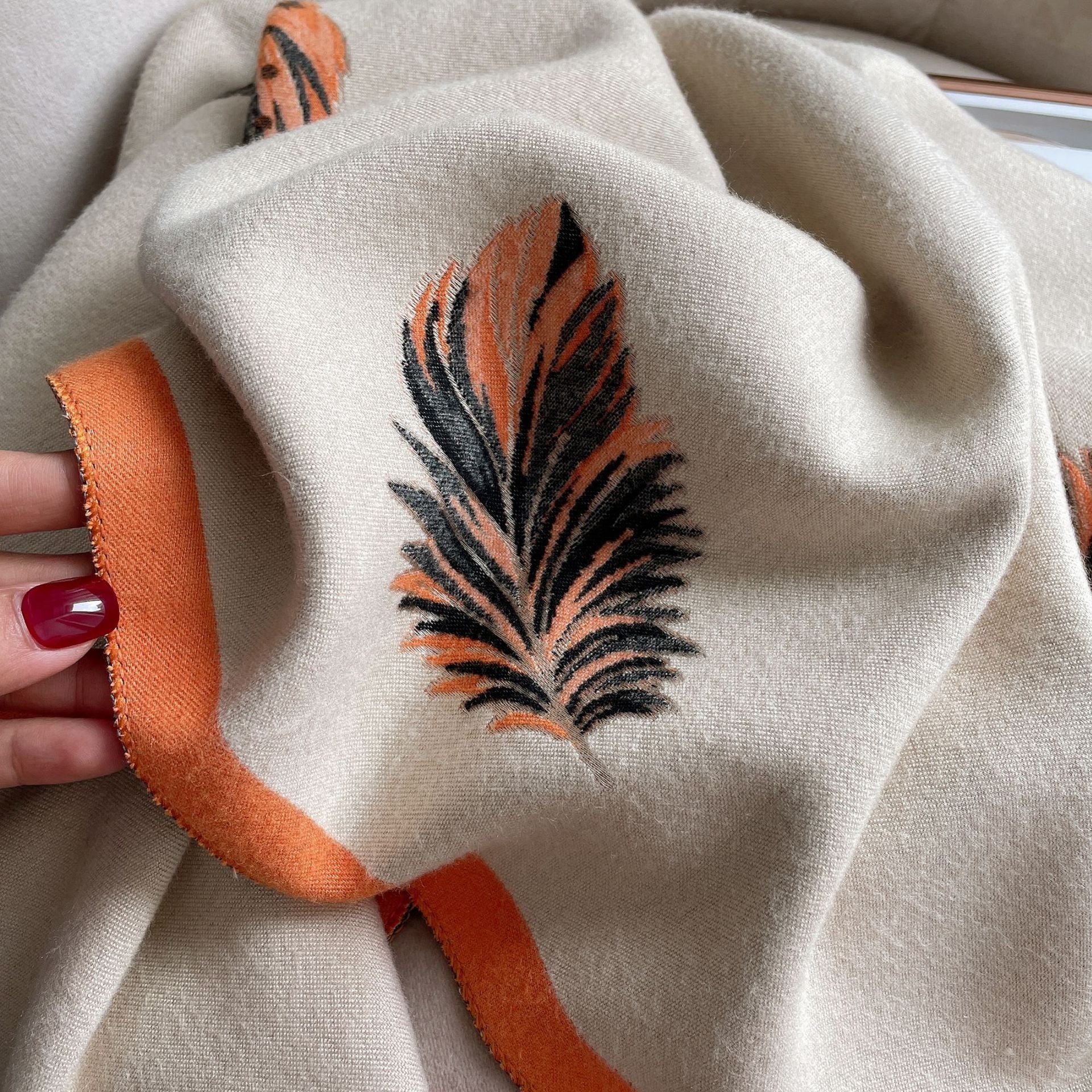 Women's Oversized Cashmere-Like Scarf Shawl Jacquard Tassel Fringe