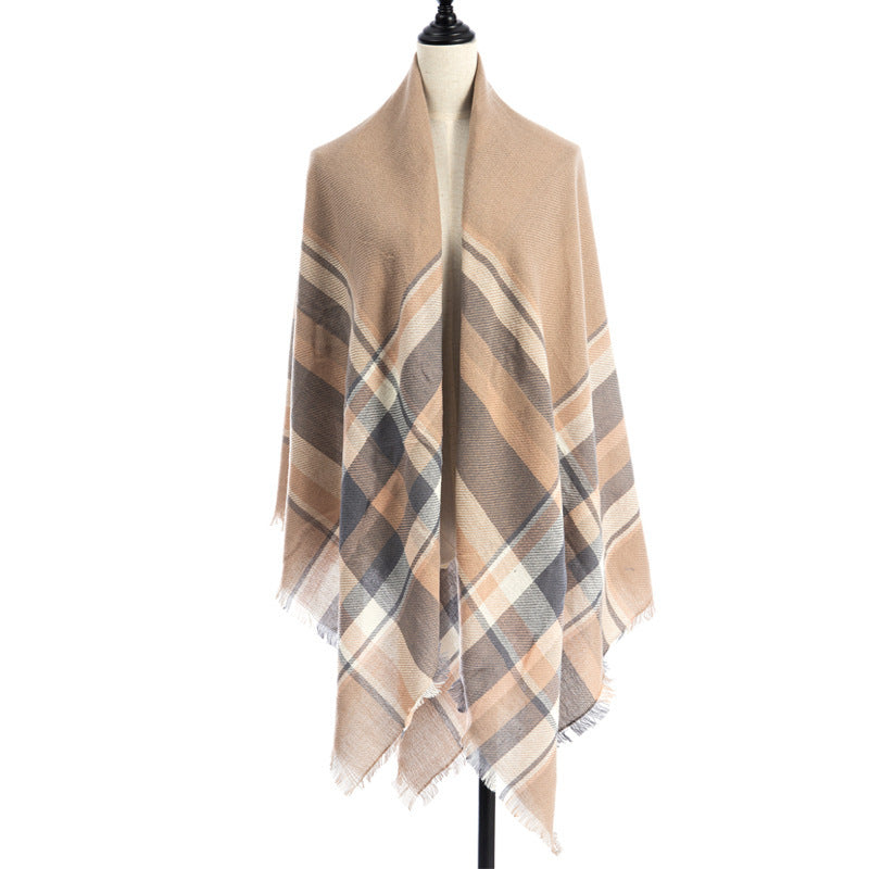 Women's Oversized Square Scarf Cashmere-like Double-Sided Shawl 140cm Woven Fall Winter Accessory