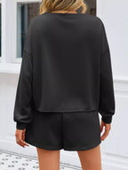 Sarah Express Women's Pearl Embellished Round Neck Top and Skort Set