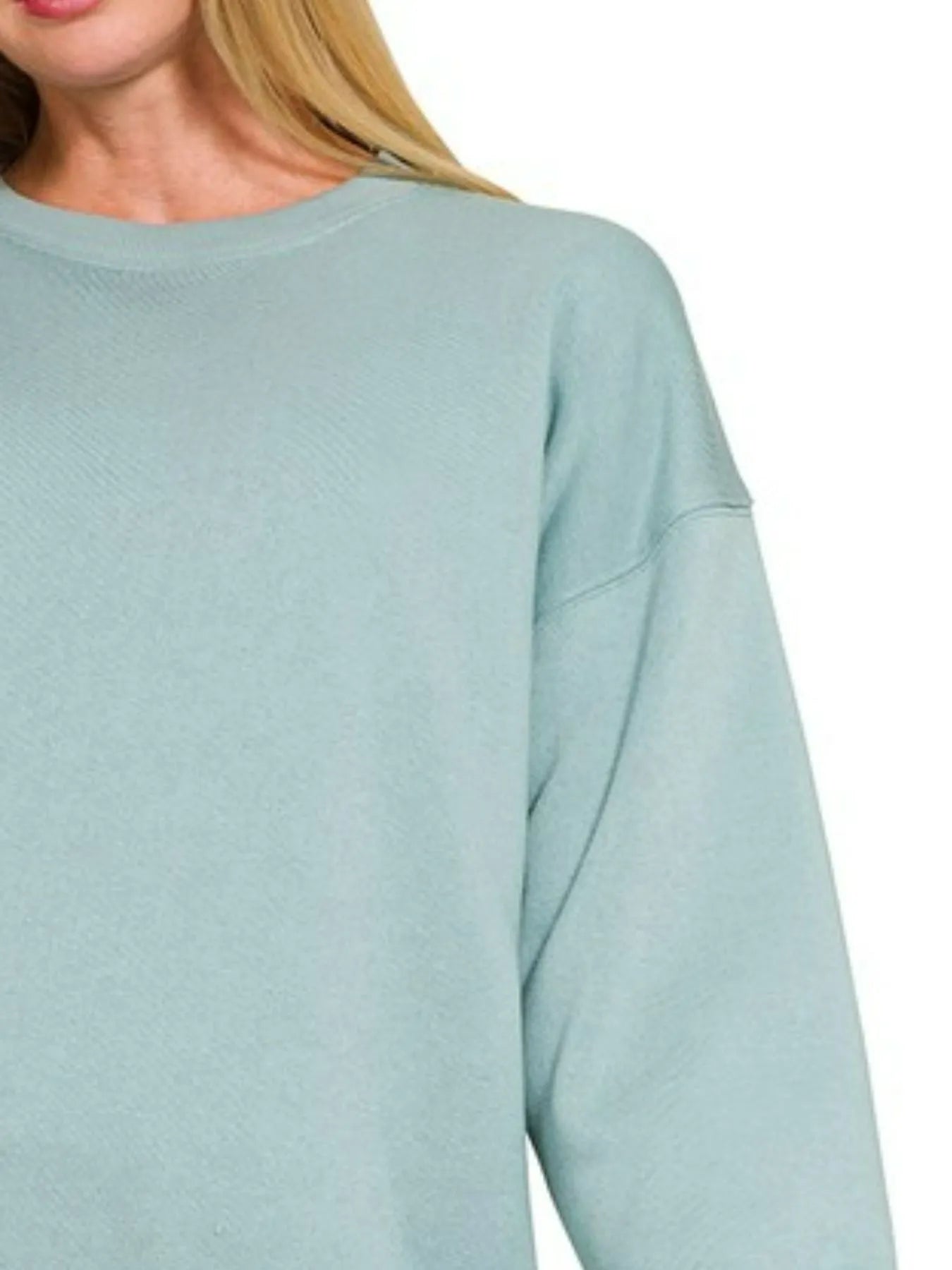 Sarah Express Women's Oversized Fleece Crewneck Sweatshirt - Blue Grey for Fall & Winter Casual