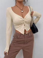 Sarah Express Women's Twisted Front Long Sleeve T-Shirt