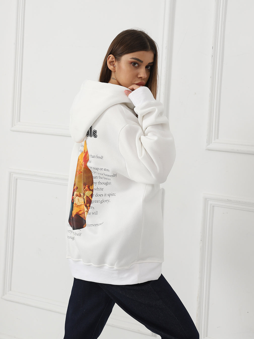 Sarah Express Women's Printed Long Sleeve Hoodie Sweatshirt - Casual Pullover Top for Fall Winter