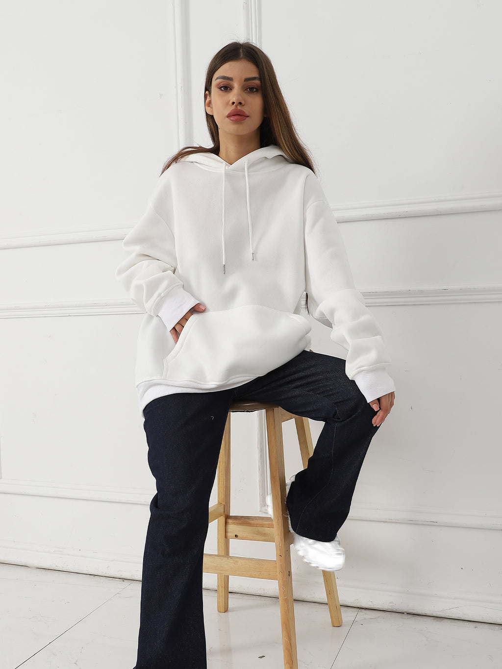 Women's Printed Long Sleeve Hoodie Sweatshirt - Casual Pullover Top for Fall Winter