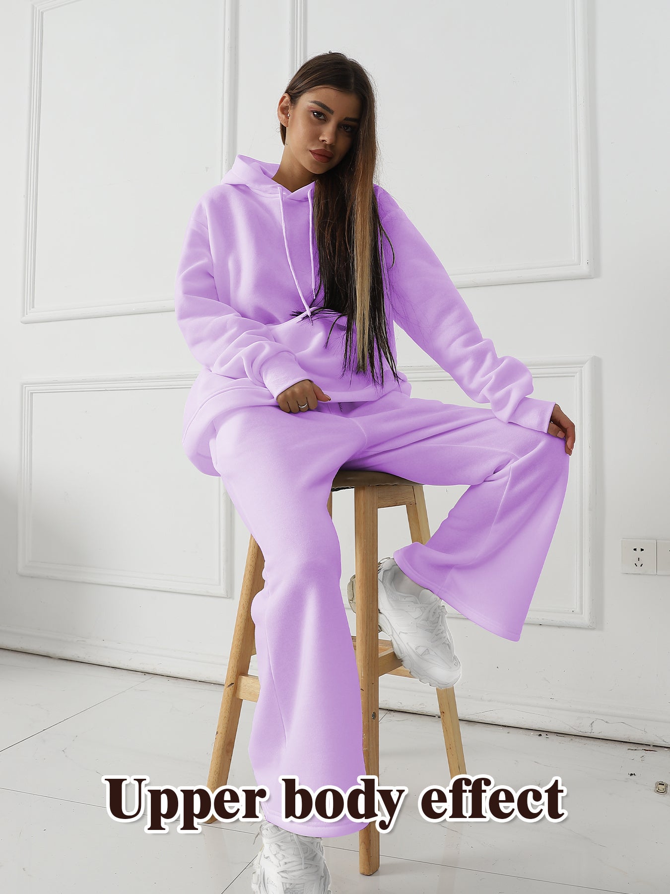 Women's Solid Color Sweatshirt Pants Set - Long Sleeve Casual Loungewear Two-Piece