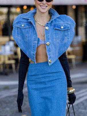 Women's Denim Vest Jacket High Waist Skirt Two-Piece Matching Set