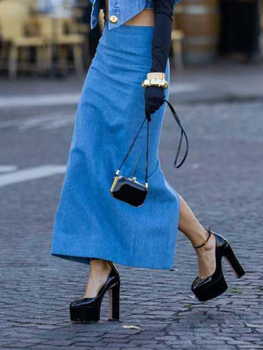 Women's Denim Vest Jacket High Waist Skirt Two-Piece Matching Set