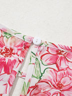 Sarah Express Women's Floral Print Keyhole Neck Blouse