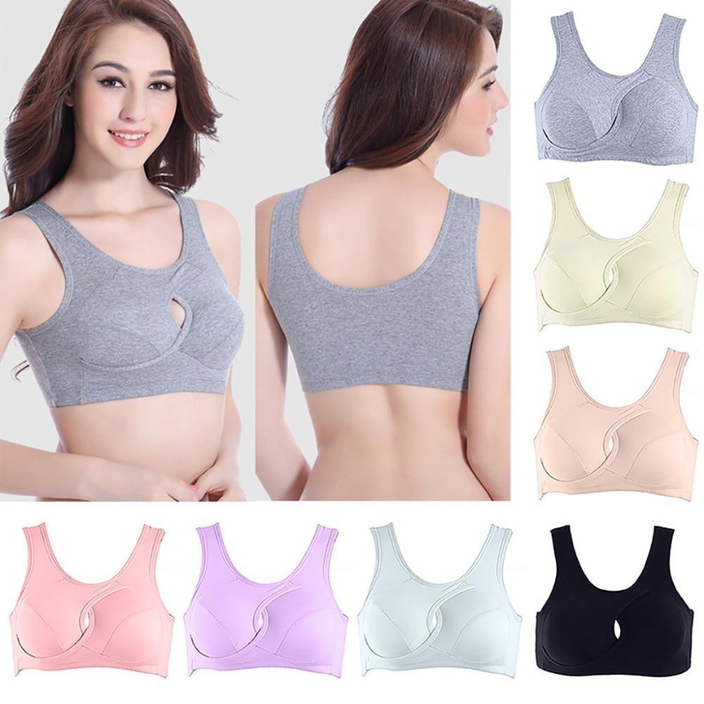 Women's Wireless Support Bra Anti-Sag Full Coverage Cotton Blend Sports