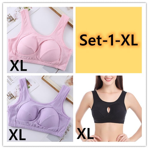 Women's Plus Size Wireless Cotton Comfort Bra Removable Padding