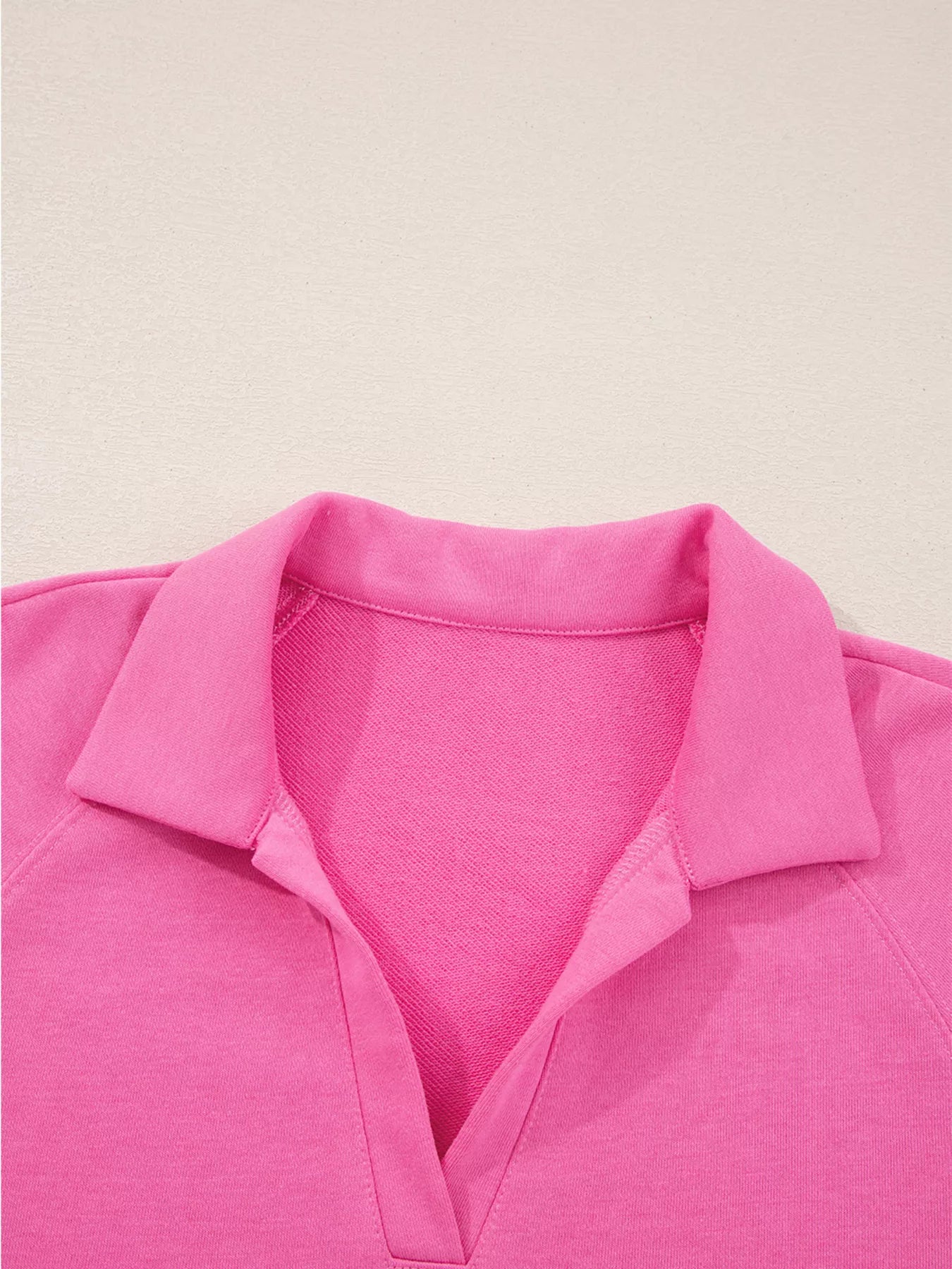 Sarah Express Women's Solid Color Collared Pullover and Central Seam Pants Set