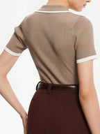 Sarah Express Women's Contrast Trim Button Detail Polo