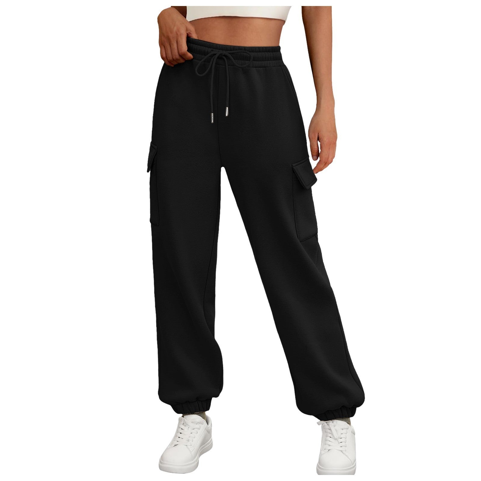 Women's Fleece Lined Baggy Joggers - High Waist Cargo Sweatpants Fall Winter Plus Size
