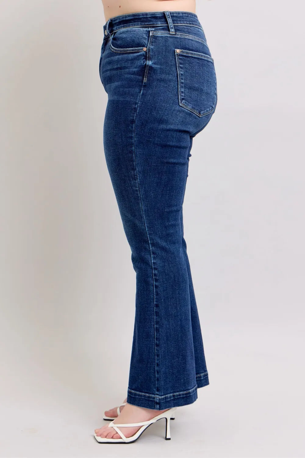 Sarah Express Women’s Plus Size High Rise Flare Jeans Stretch Denim

