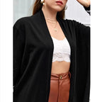 Women's Long Sequin Cardigan Jacket V-Neck Loose Fit Plus Size