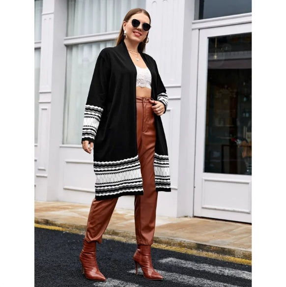 Women's Long Sequin Cardigan Jacket V-Neck Loose Fit Plus Size