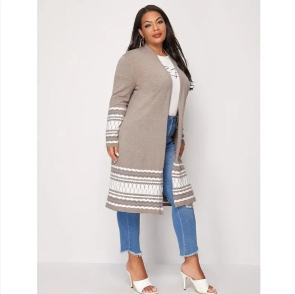 Women's Long Sequin Cardigan Jacket V-Neck Loose Fit Plus Size