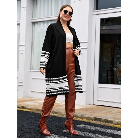 Women's Long Sequin Cardigan Jacket V-Neck Loose Fit Plus Size