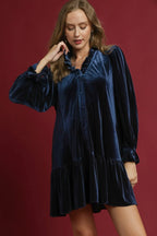 Sarah Express Women’s Velvet Ruffle Trim Mini Dress Party Formal Evening
