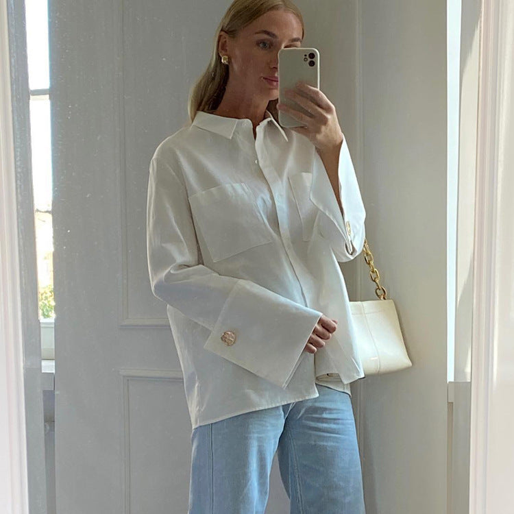 Women's Long Sleeve Shirt Loose Fit Casual Spring Top